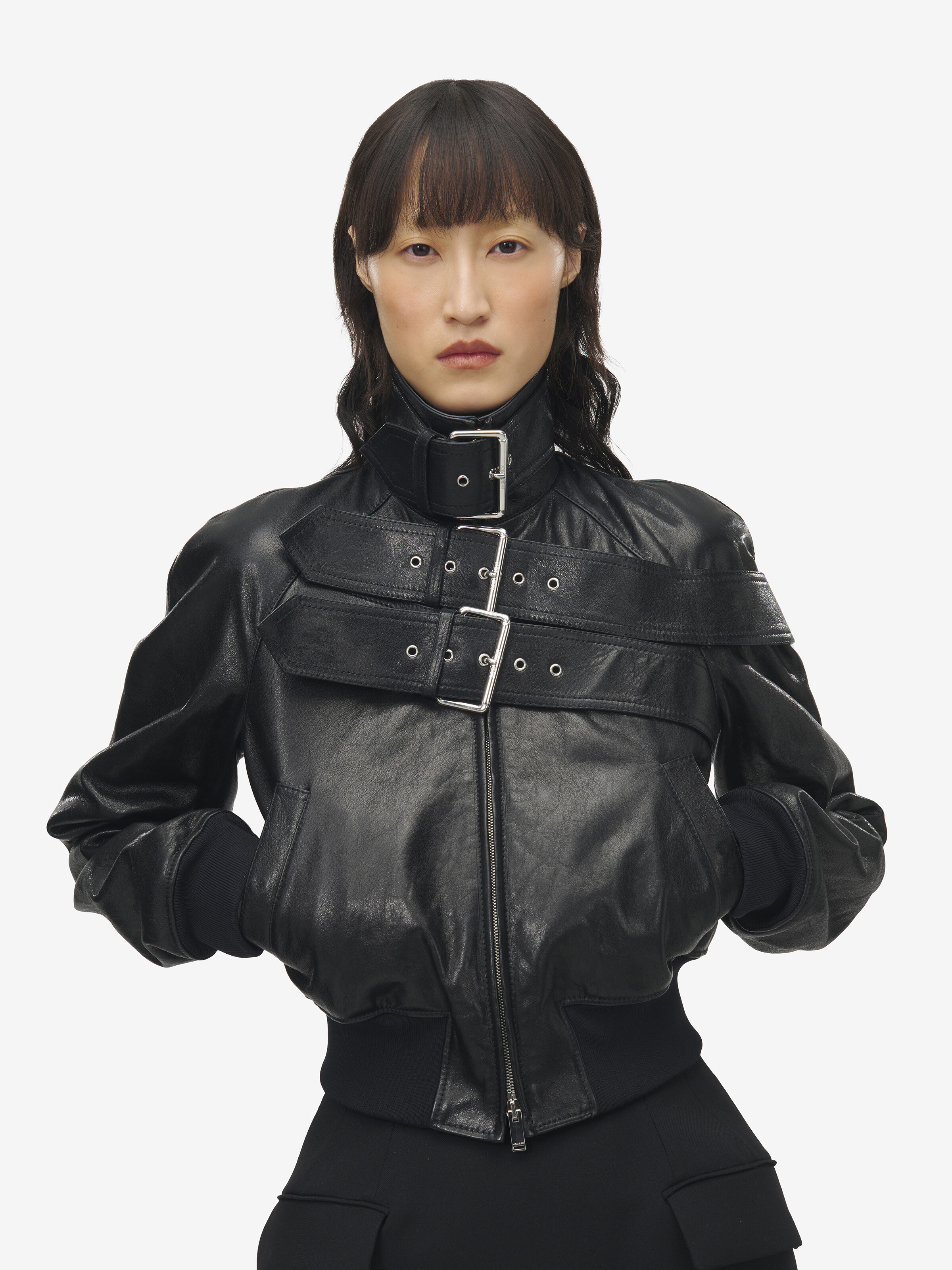 ベルトディテール レザー ジャケット | McQueen JP