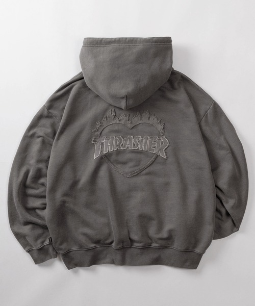 70】【THRASHER/スラッシャー】ハートロゴ ピグメント加工 ダブル