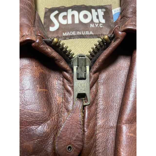 schott - 激レア！アメリカ製 茶タグ SCHOTT 牛革 オイルドカウハイド