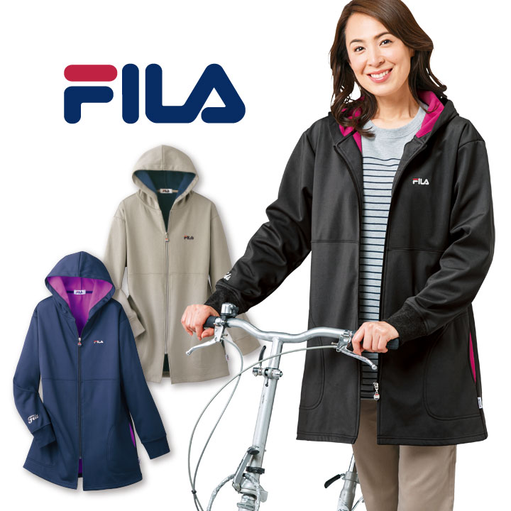 70210】【レディースファッション】FILA防風ロング丈パーカー
