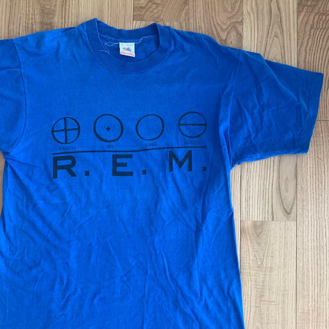80s R.E.M. バンドTシャツ USA製 L ヴィンテージ 青 ビンテージ80's○R.E.M. METALプリントTシャツ青size L○240908j3-