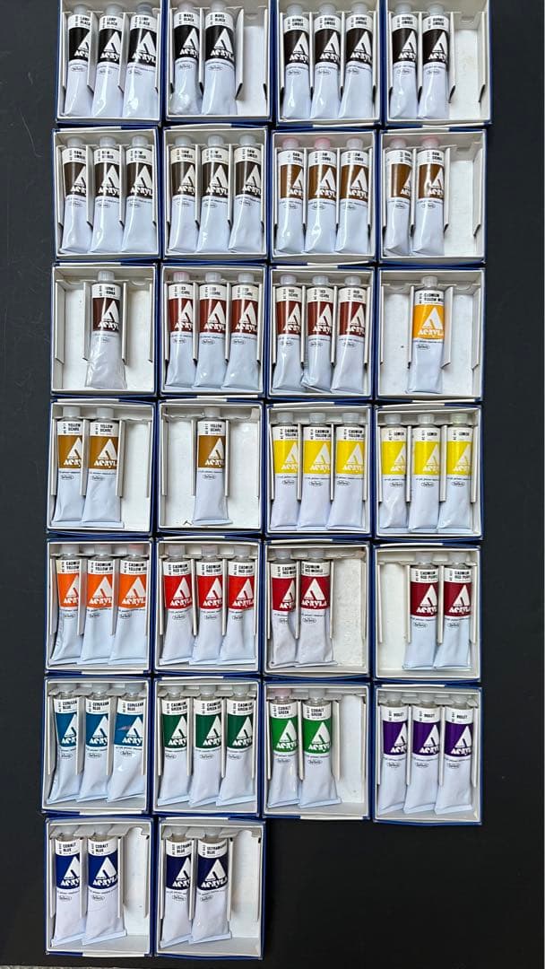 ホルベイン　アクリラ絵具　9号40mlチューブ21色セット。未使用中古品 ホルベイン アクリリックガッシュ9号(40ml) 単色 (A色836〜894) バラ