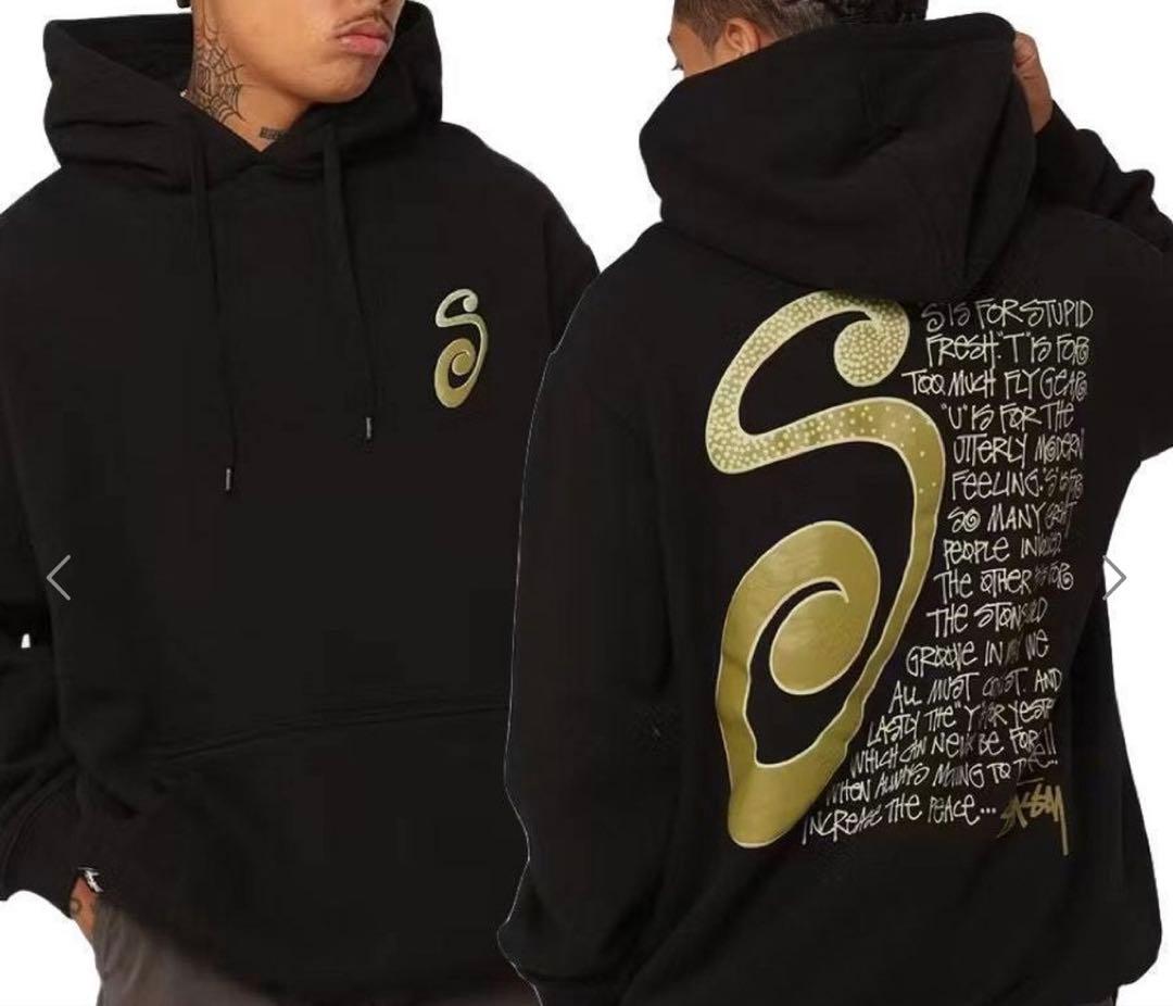 【正規品】Stussy ブラック パーカー Sロゴ Stussy パーカー ステューシー S Link Zip Thru Hoodie Black (STUSSY