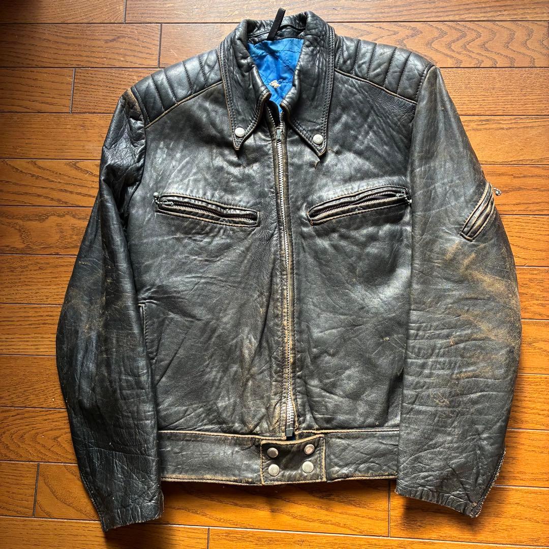 【雰囲気抜群】70s Kett Leathers ダブルライダース　茶芯 70s vintage Kett Leathers ダブルライダース Mサイズ - メルカリ