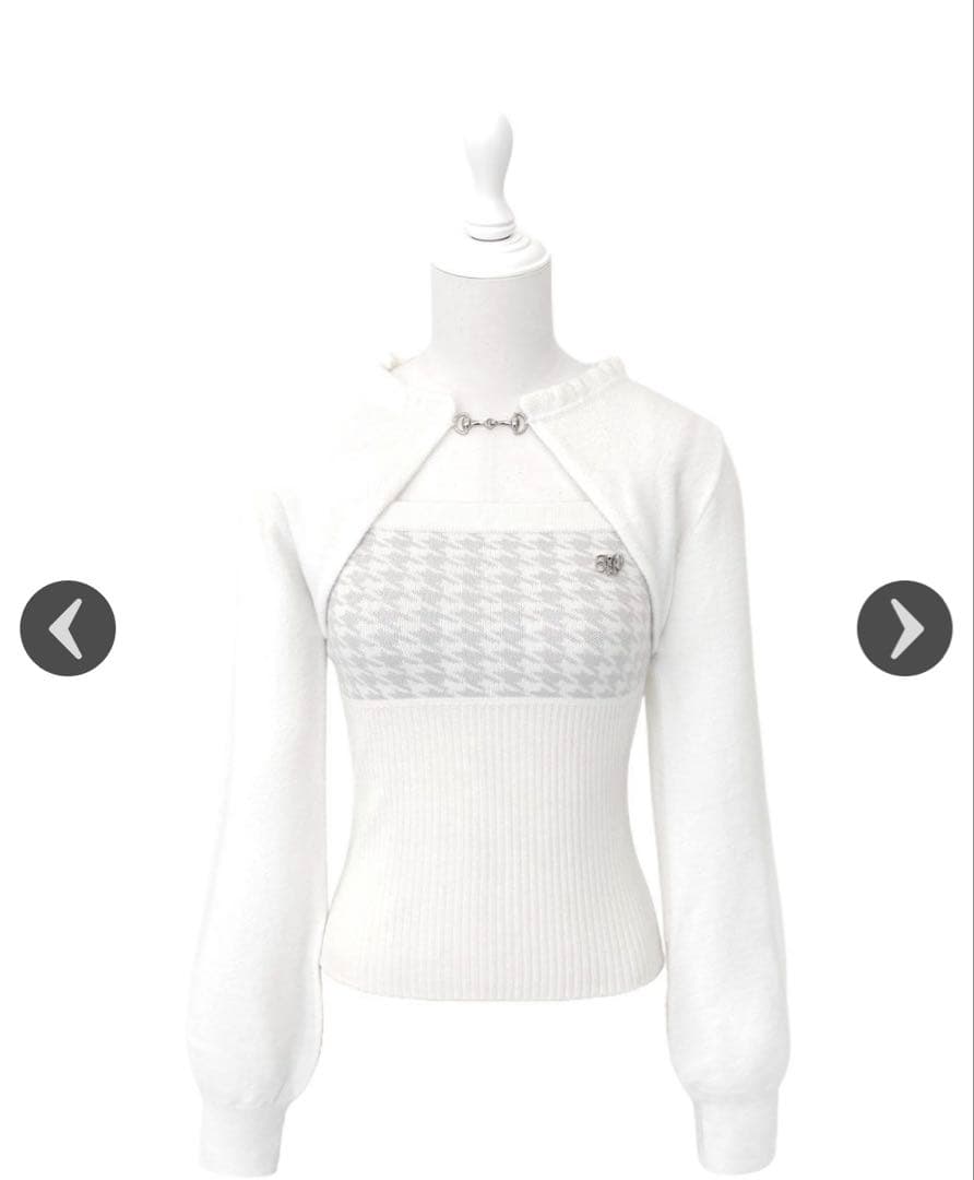 HONEYMEW はにみゅ ハニーミュウ 千鳥アンサンブルニットトップス xs 最安 Honeymew ハニーミュウ 千鳥柄ハイネックアンサンブルトップス